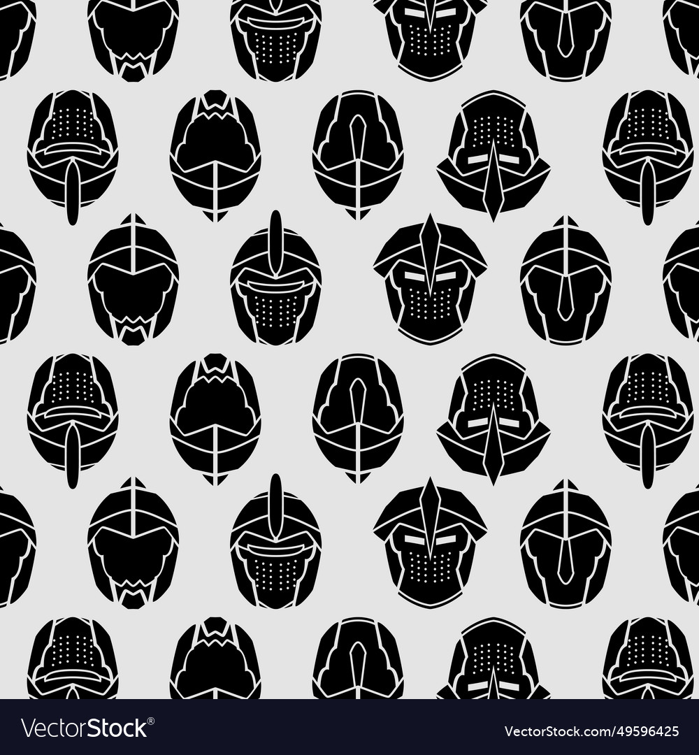 Medieval helmet icons pattern background
