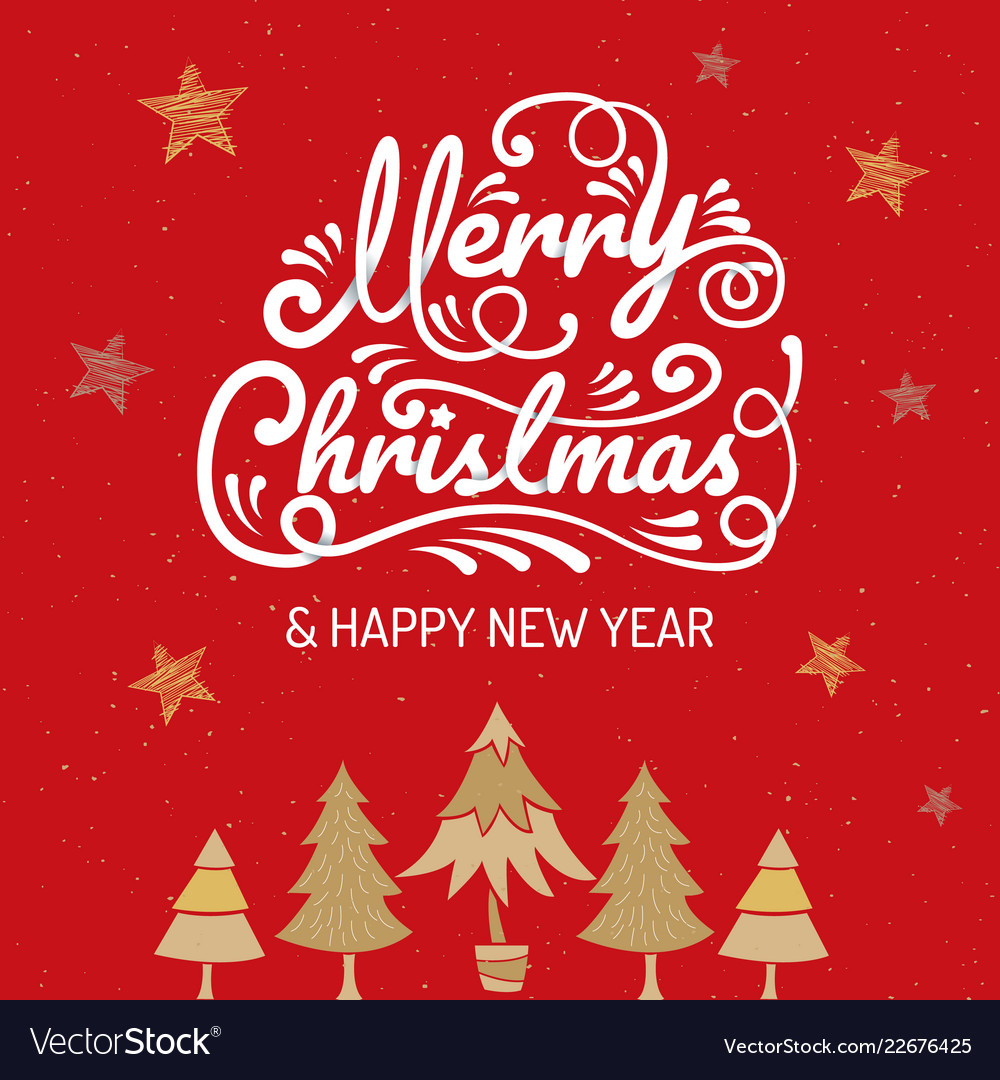 Merry christmas happy new year calligraphy sign Vector Image