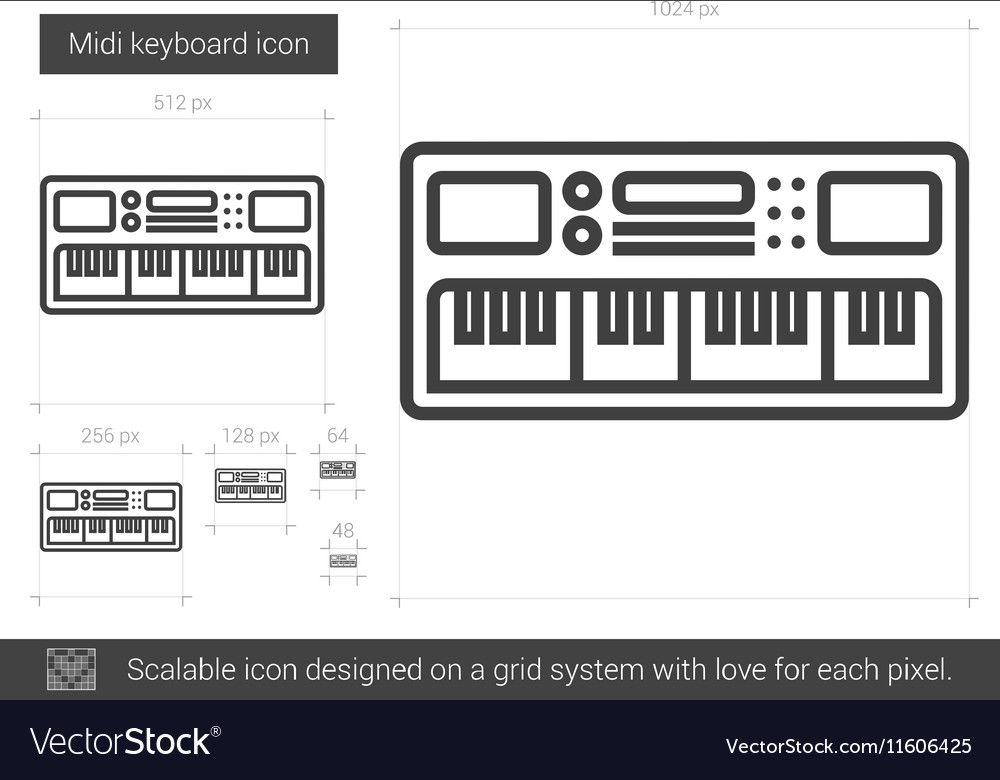 Midi keyboard line icon