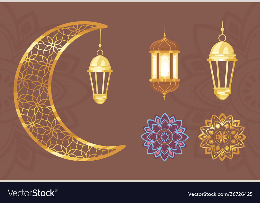 Moon lantern mandala Royalty Free Vector Image