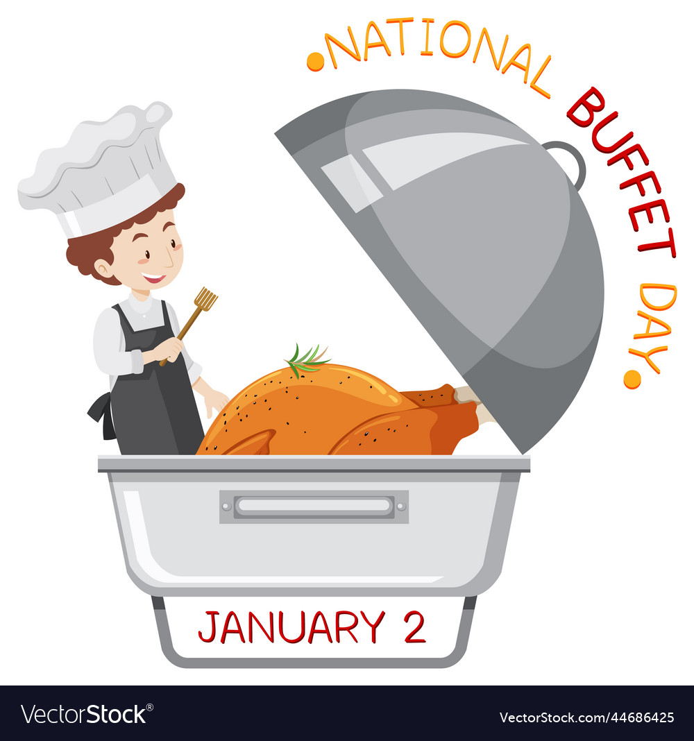 National buffet day text banner design