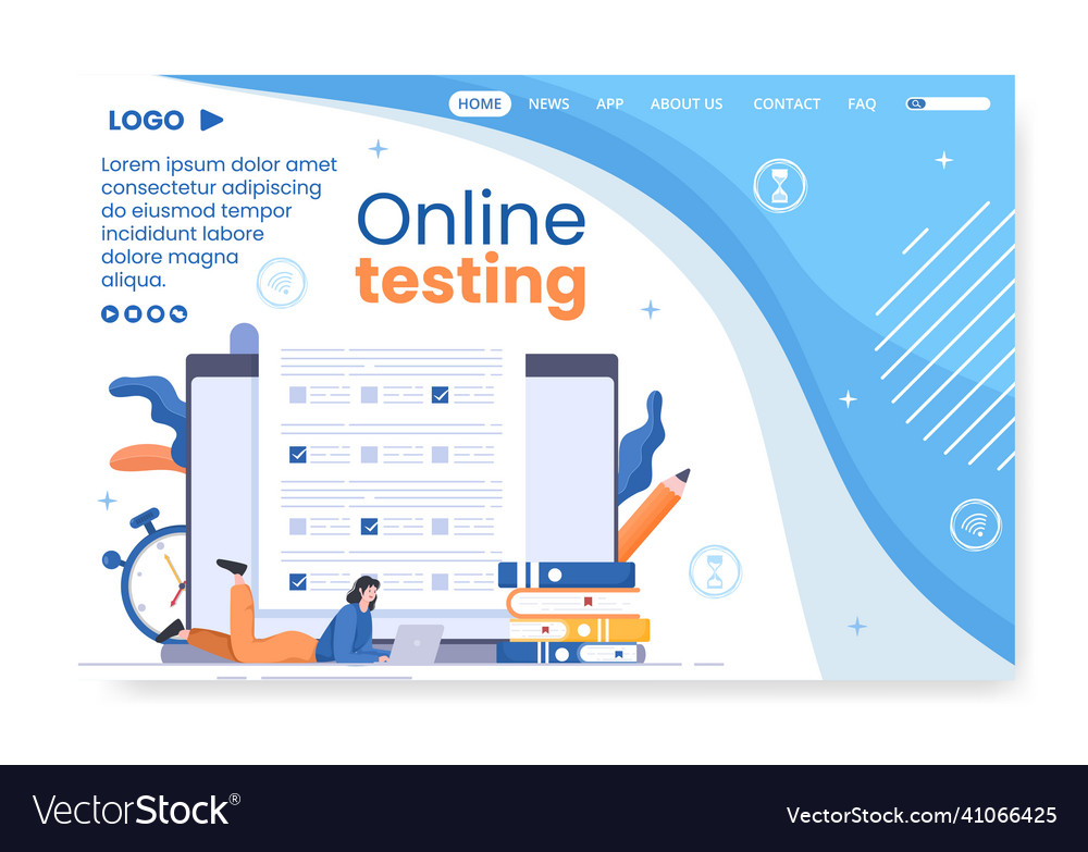 Online testing course landing page template flat Vector Image