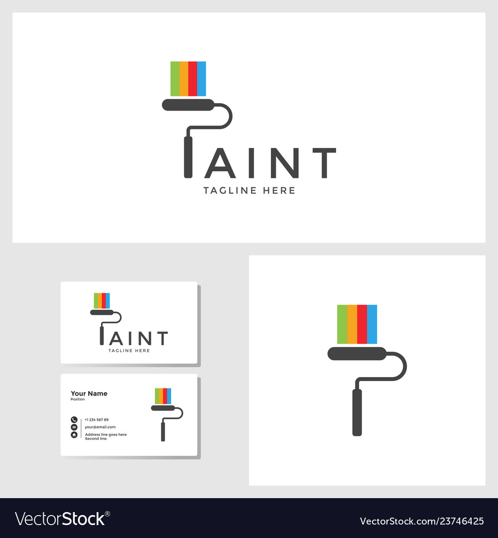Paint Logo Template With Business Card Design Vector Image