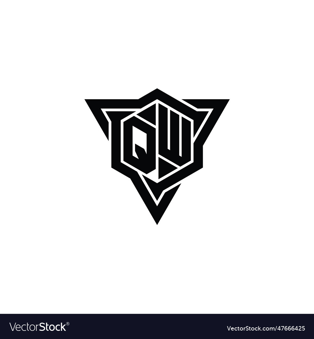 Qw logo monogram hexagon shape with triangle Vector Image Qw logo monogram hexagon shape with triangle