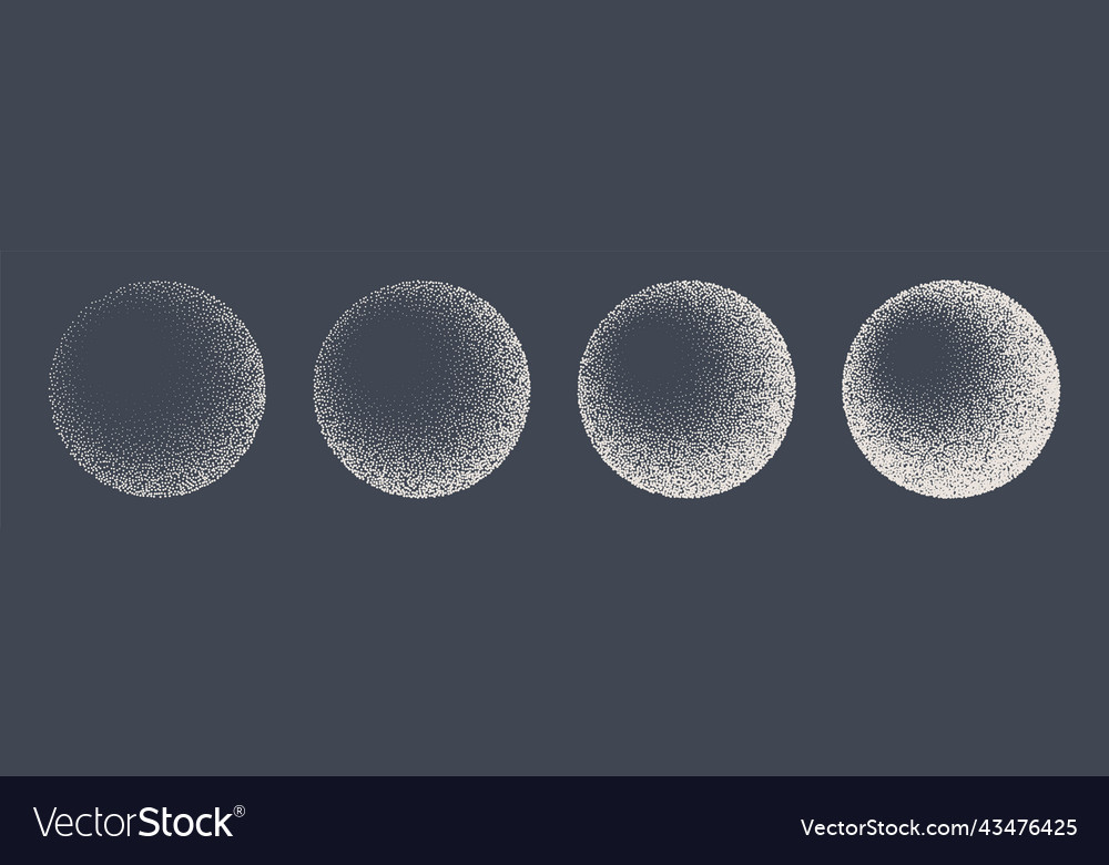 Round shaped dotted objects stipple elements Vector Image