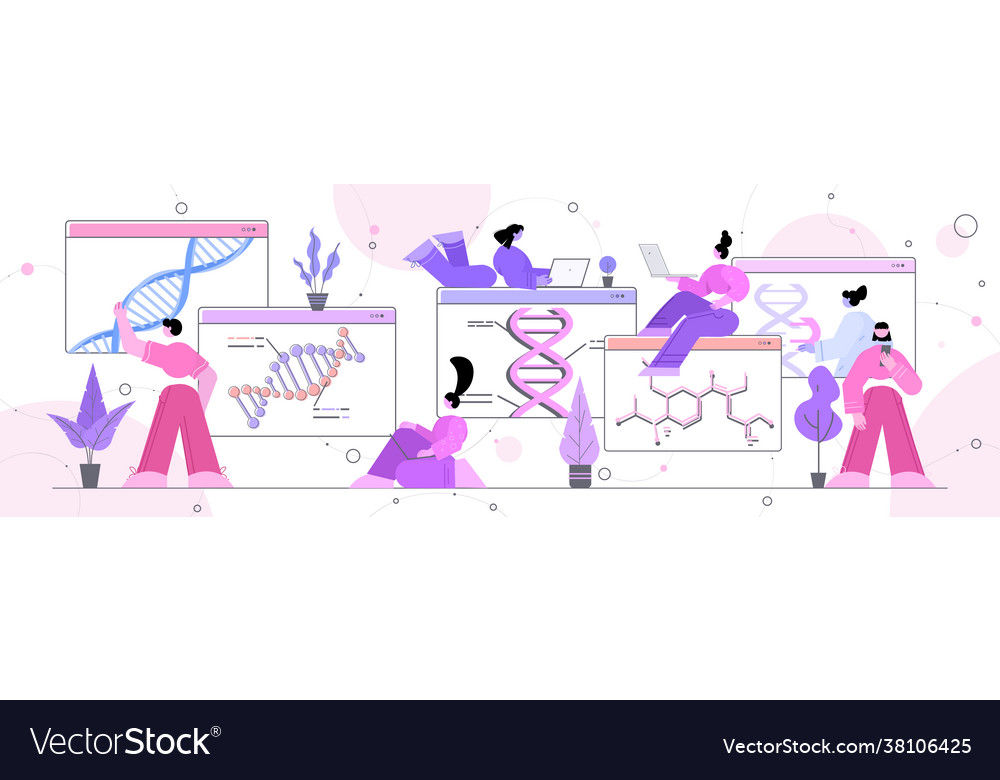 Scientists team working with dna in web browser