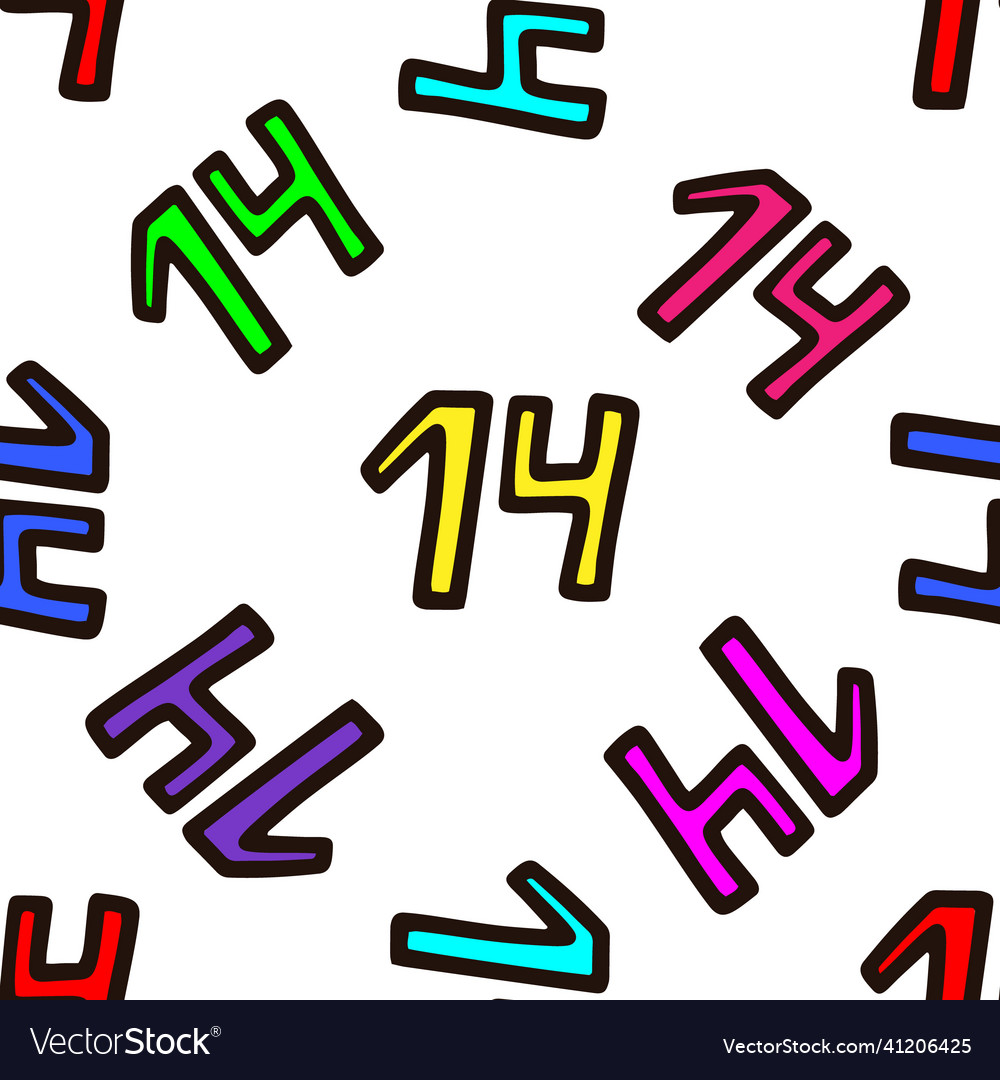 Seamless pattern with multicolored number 14 vector image Seamless pattern with multicolored number 14