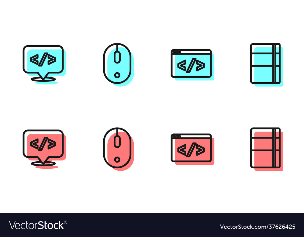 Set line front end development computer mouse vector image Set line front end development computer mouse