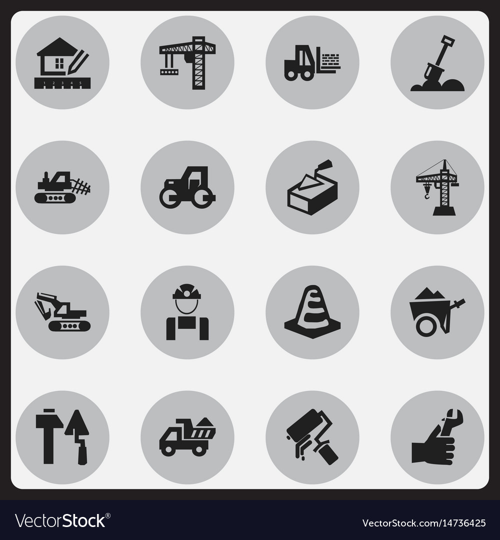 Set of 16 editable building icons includes