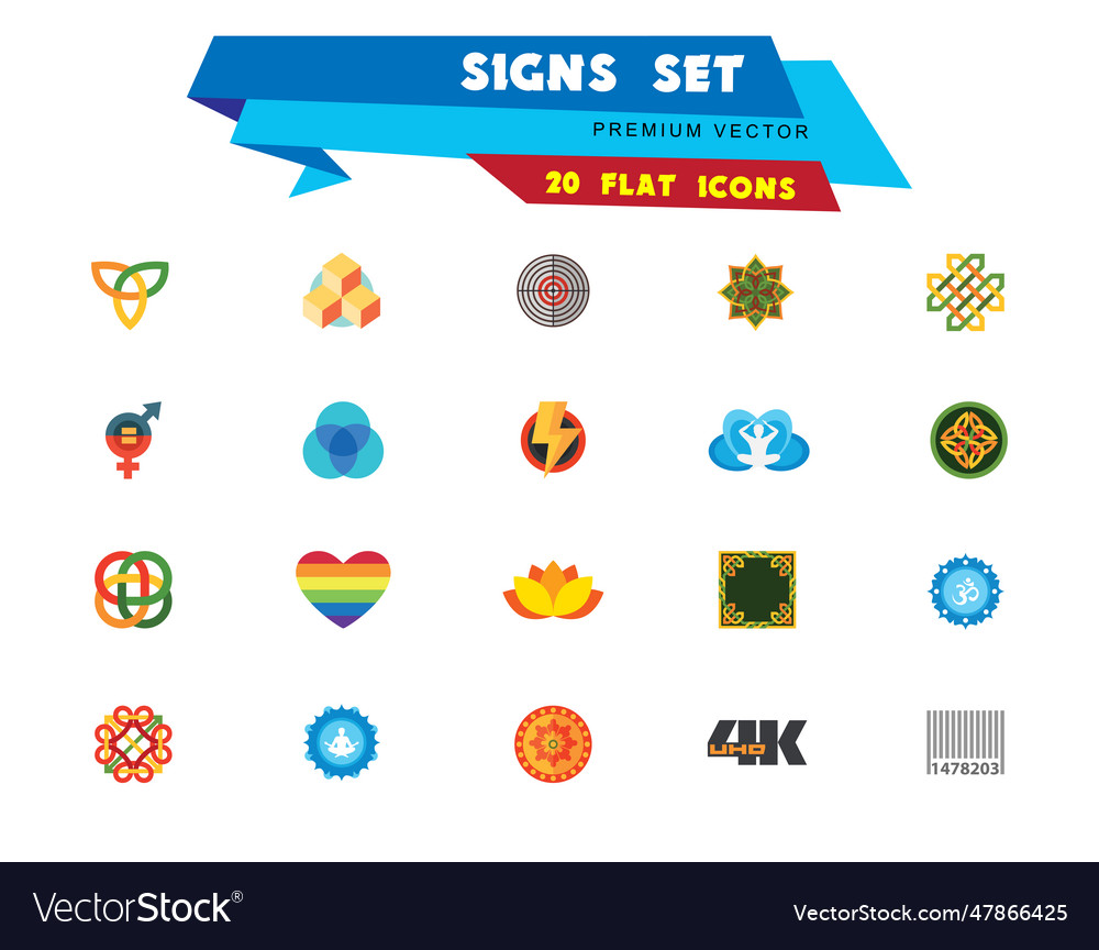 Signs flat icons set Royalty Free Vector Image