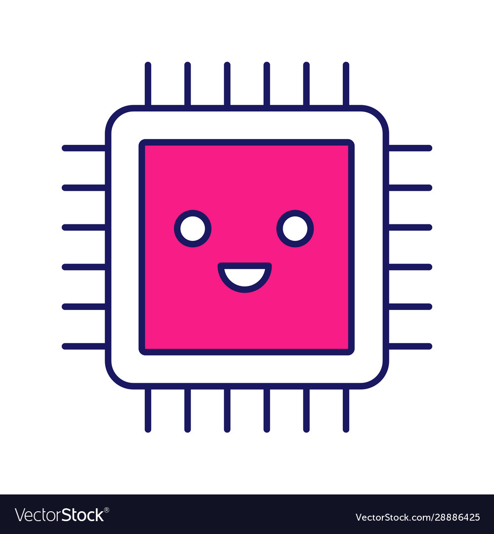 Smiling processor color icon vector image Smiling processor color icon