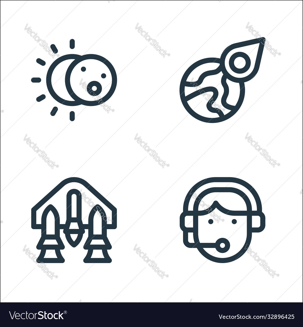 Space line icons linear set quality vector image Space line icons linear set quality