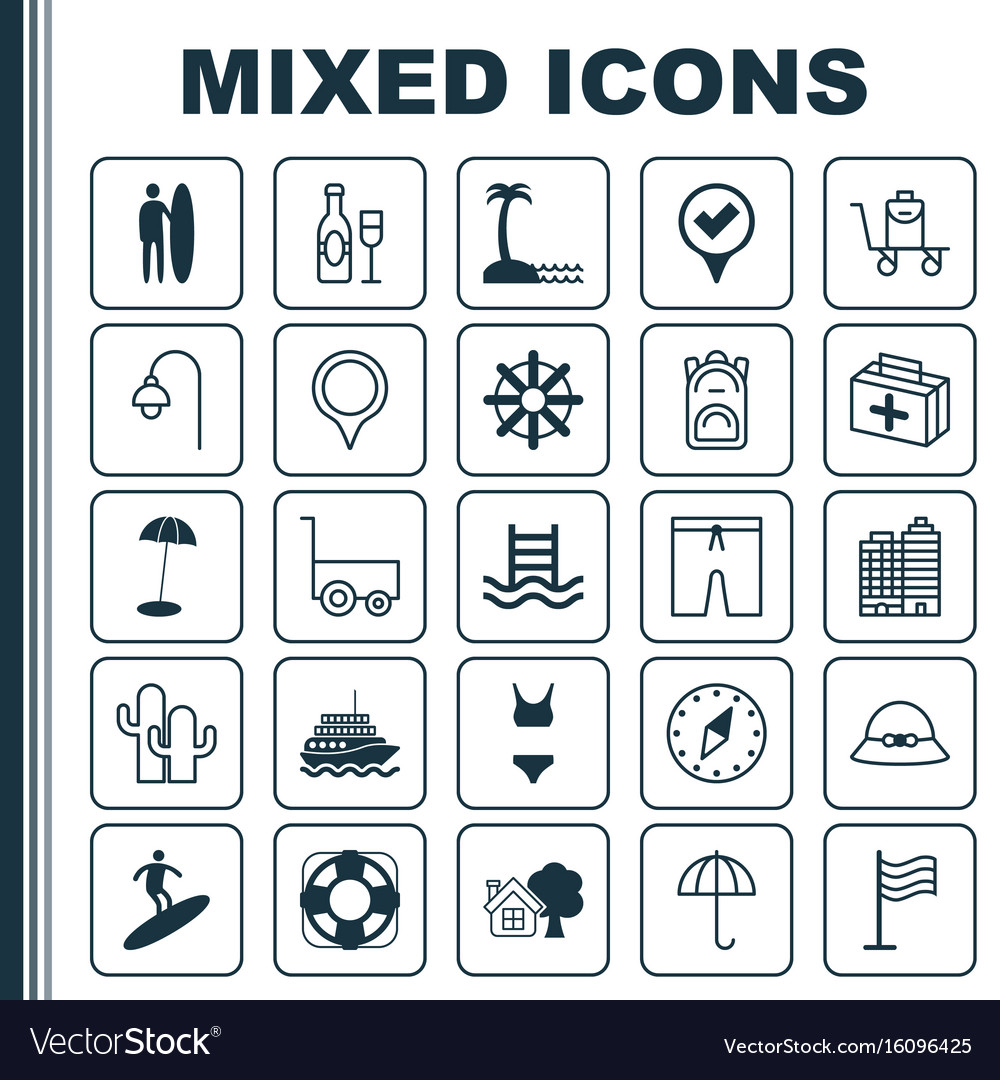 Tourismus-Icons Set Sammlung von Lampenposten