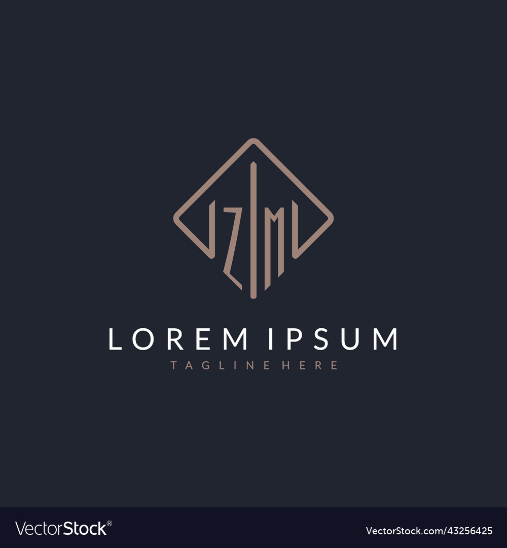 Zm initial logo with curved rectangle style design Vector Image Zm initial logo with curved rectangle style design