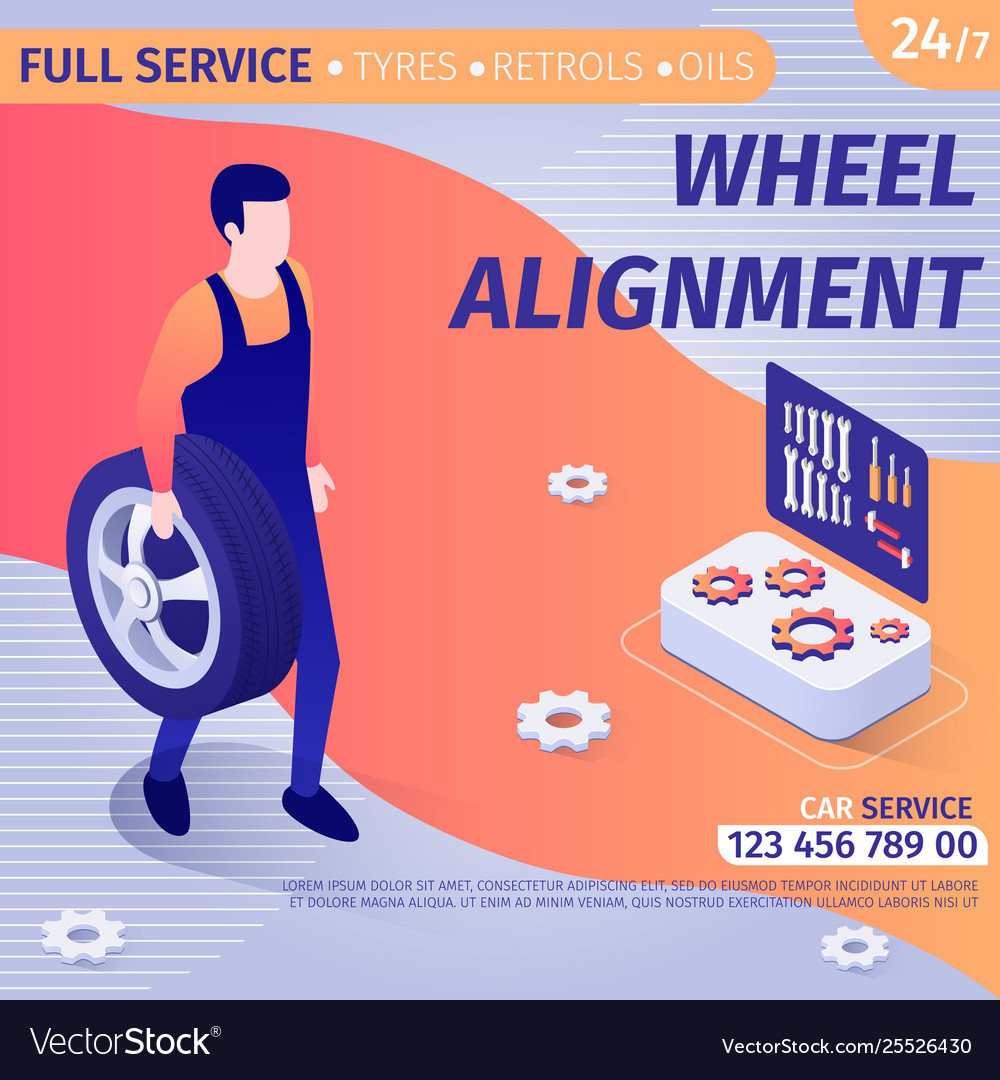 Advertisement for wheel alignment in banner design