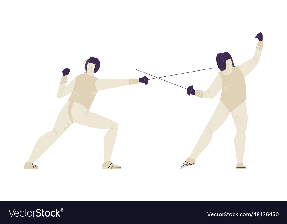 Fencing with foils fighting scene flat Royalty Free Vector