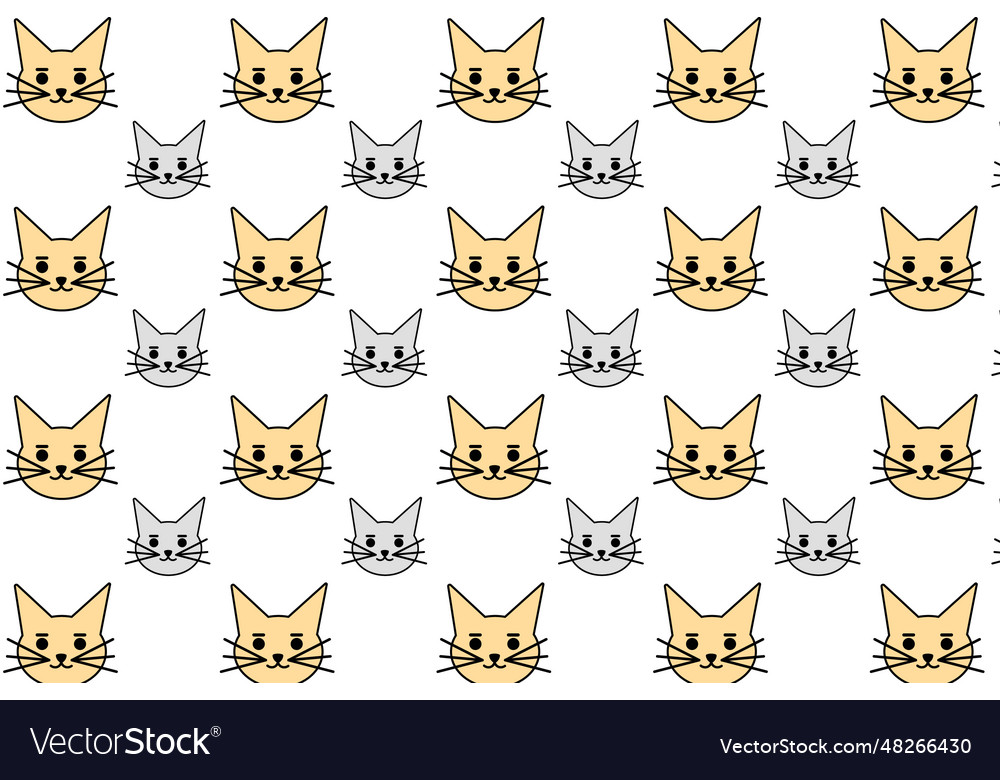 Flat cat head pattern background Vector Image Flat cat head pattern background
