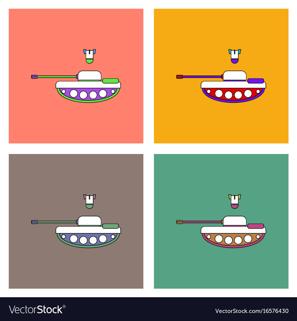 Flat icon design collection tank and mortar shell