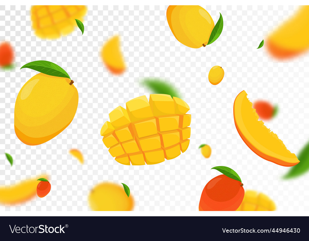 Flying mango seamless pattern background vector image Flying mango seamless pattern background