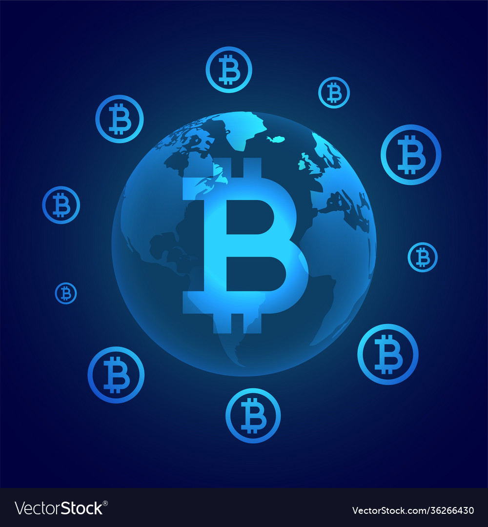 Global bitcoin digital currency concept