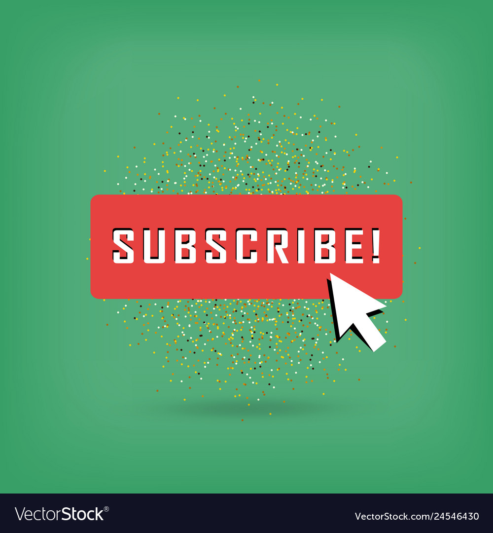 Gold subscribe button with cursor in golden flat vector image Gold subscribe button with cursor in golden flat