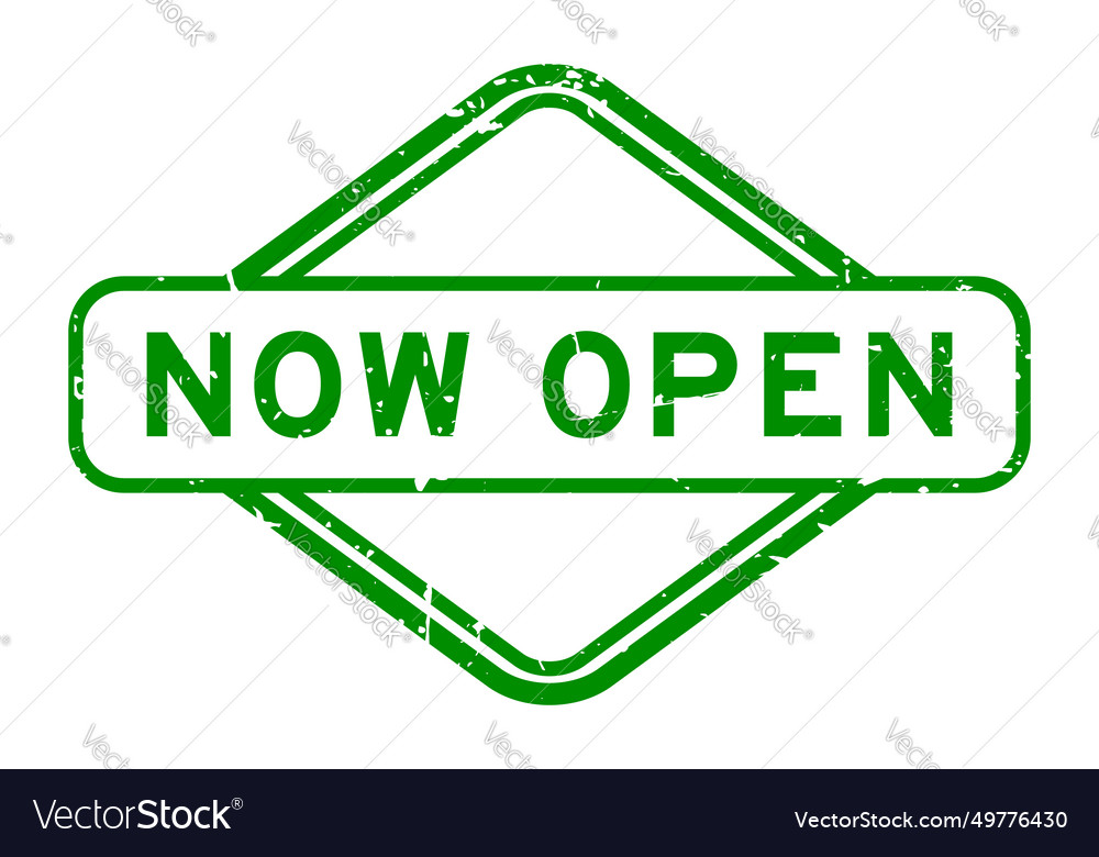 Grunge green now open word rubber seal stamp vector image Grunge green now open word rubber seal stamp