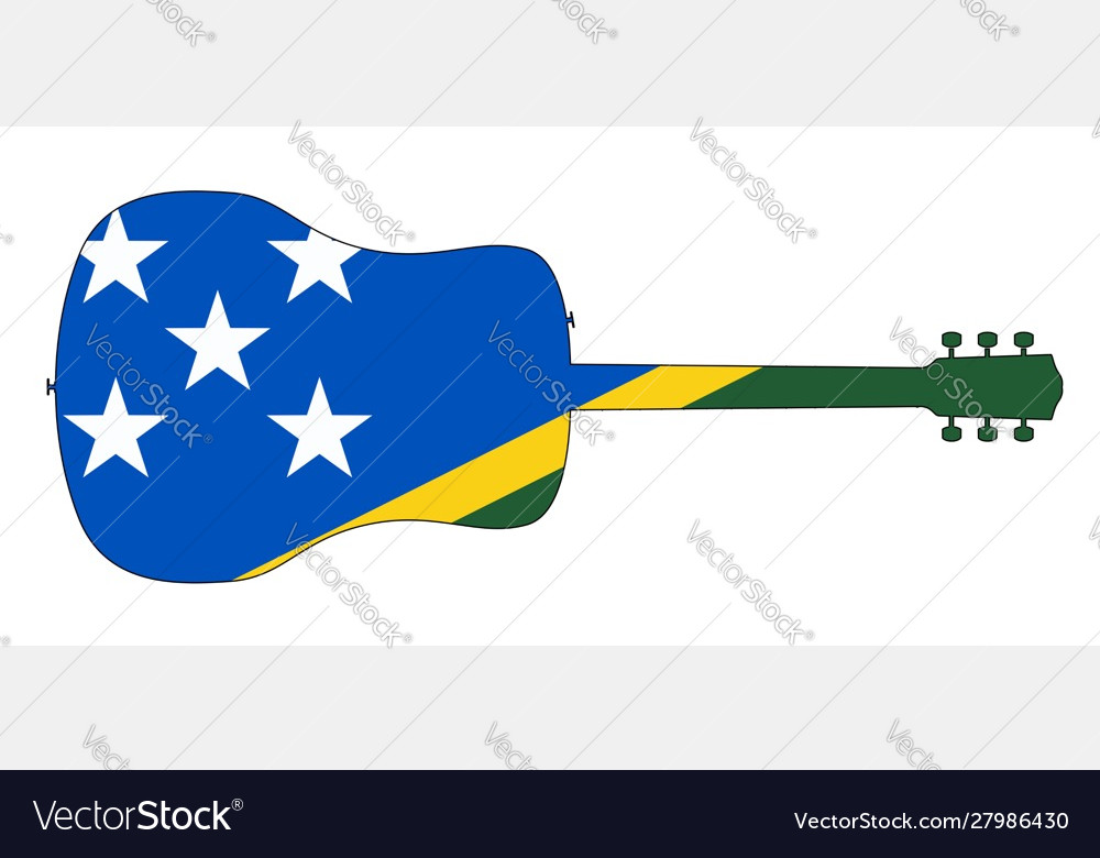 Guitar silhouette with solomon islands national