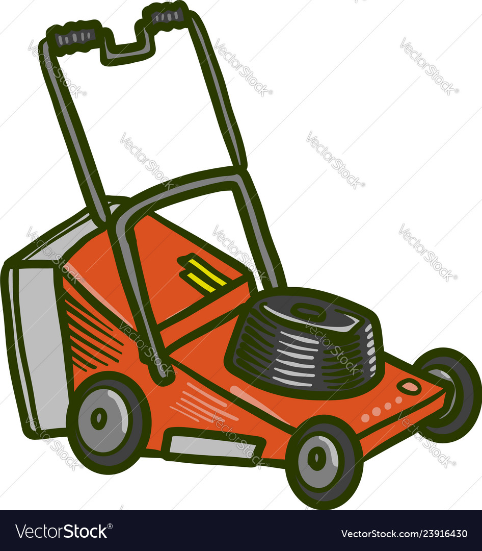 Lawn mower icon hand drawn style