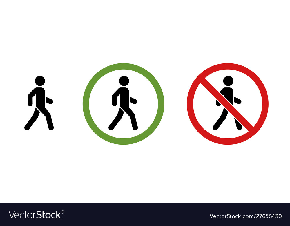 Man walk and dont icon set