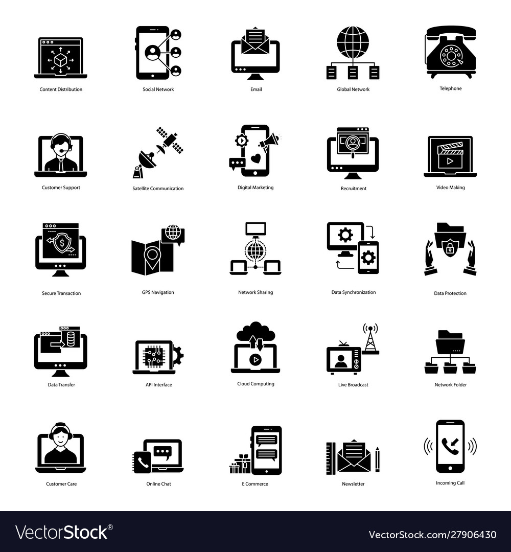 Pack communication glyph icons