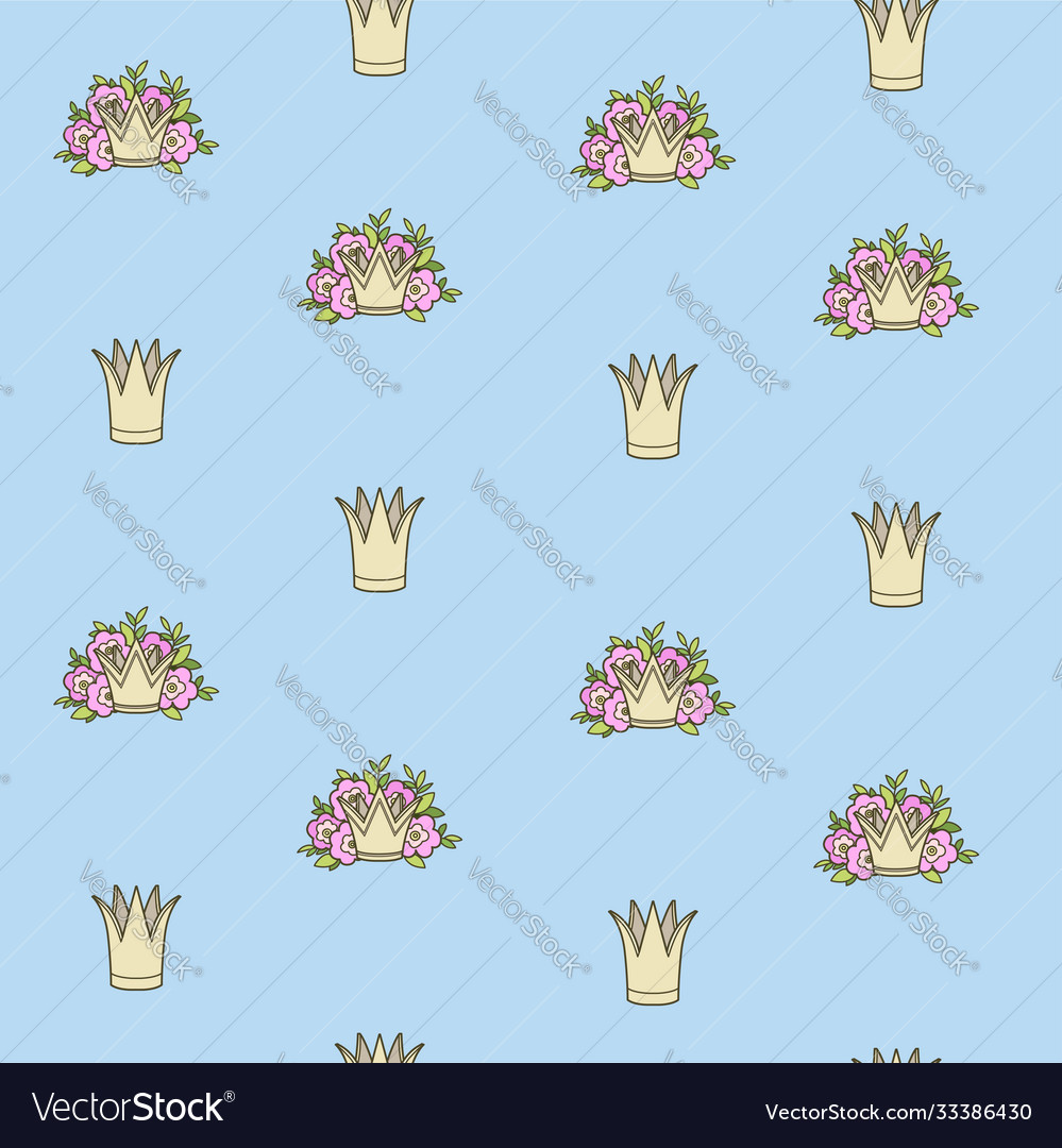 Seamless pattern from tiaras various shapes vector image Seamless pattern from tiaras various shapes
