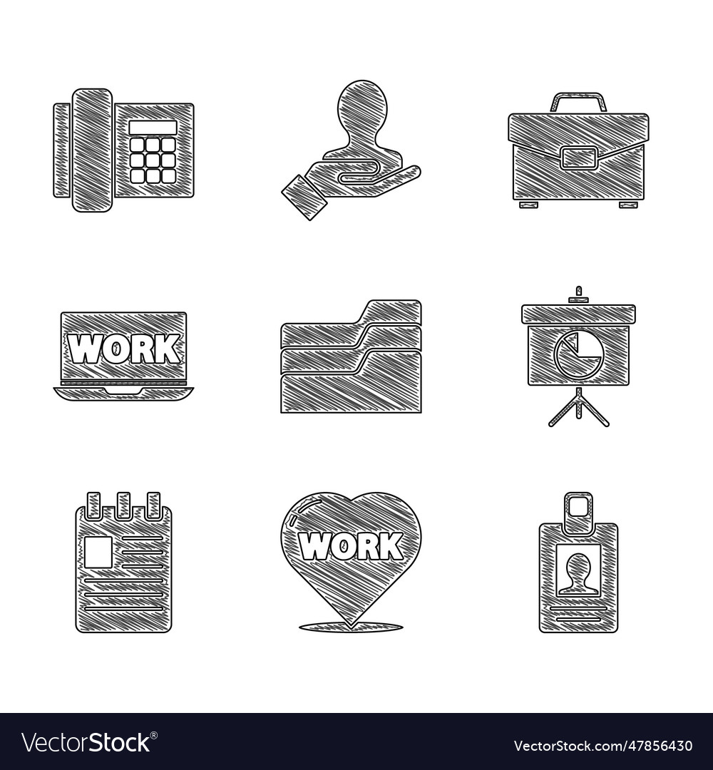 Set document folder heart with text work vector image Set document folder heart with text work
