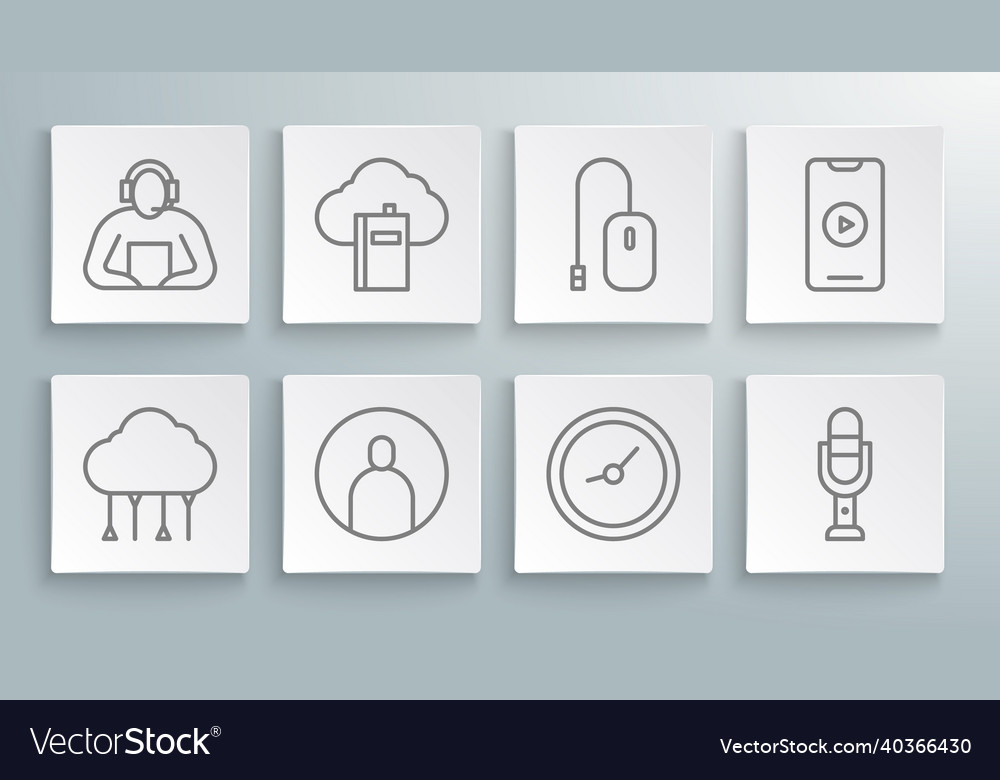 Set line network cloud connection online vector image Set line network cloud connection online