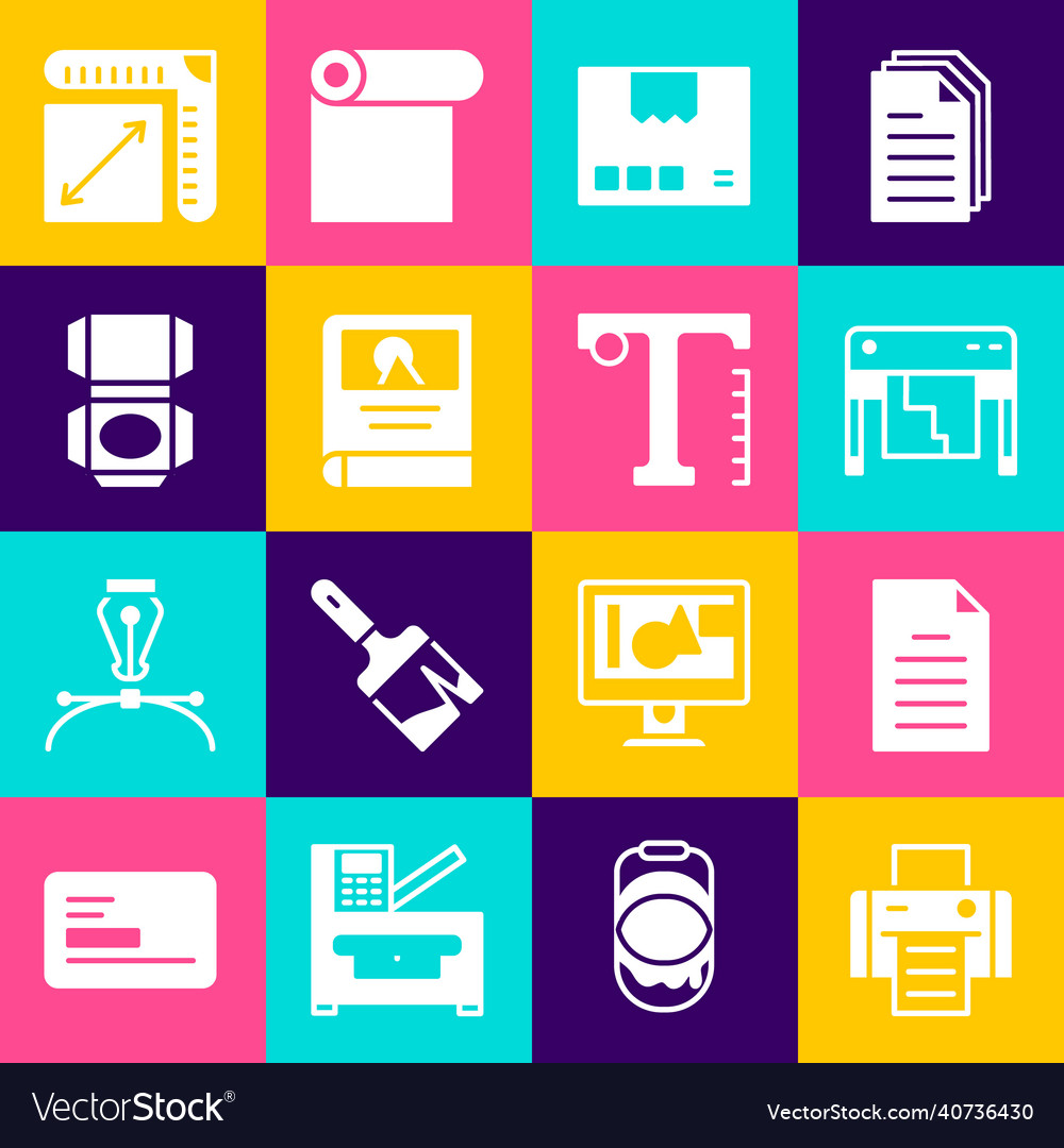 Set printer file document plotter carton Vector Image Set printer file document plotter carton
