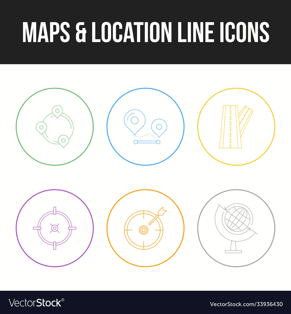 Unique icon set maps location line icons