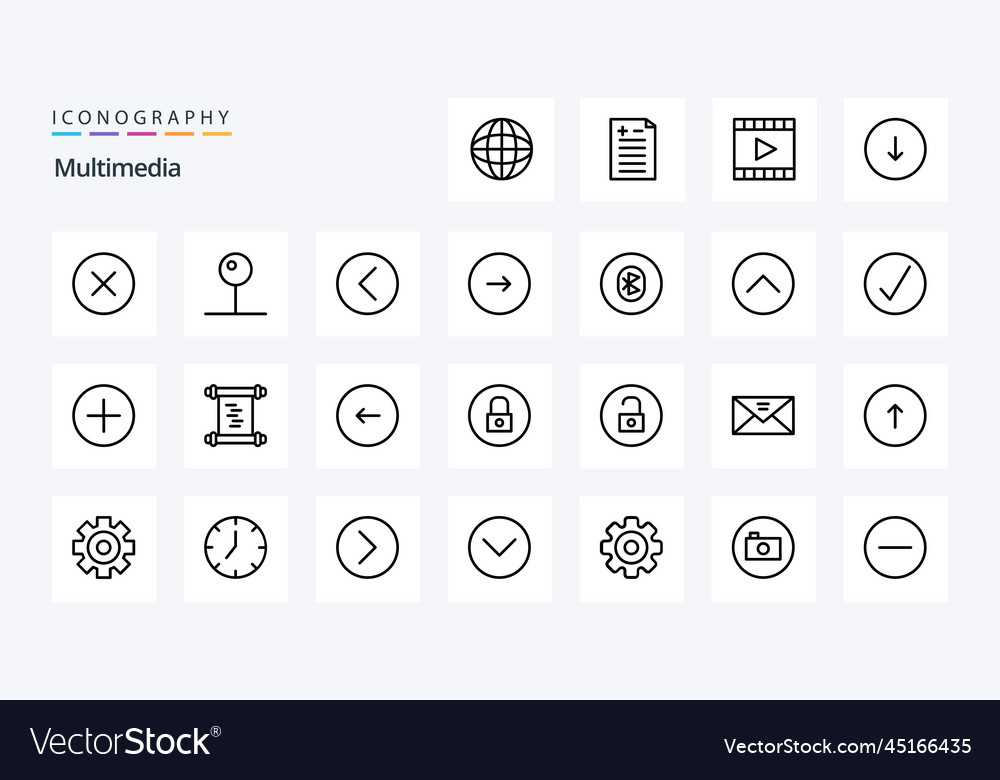 25 multimedia line icon pack