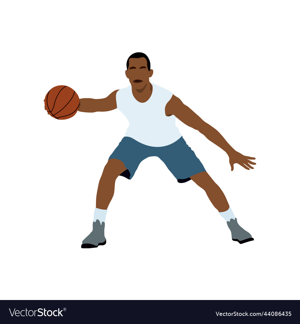 Basketball player with a ball color Royalty Free Vector