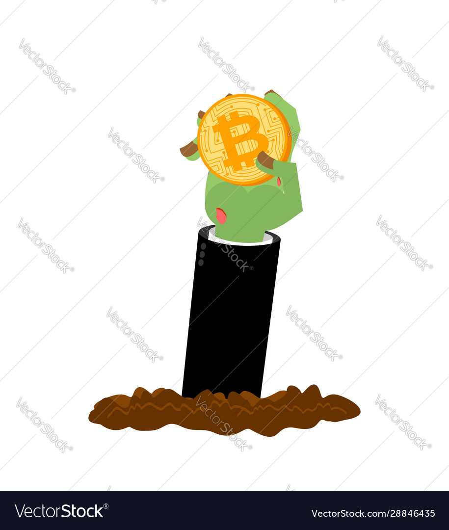 Bitcoin And Zombie Hand Cryptocurrency Dead From Vector Image