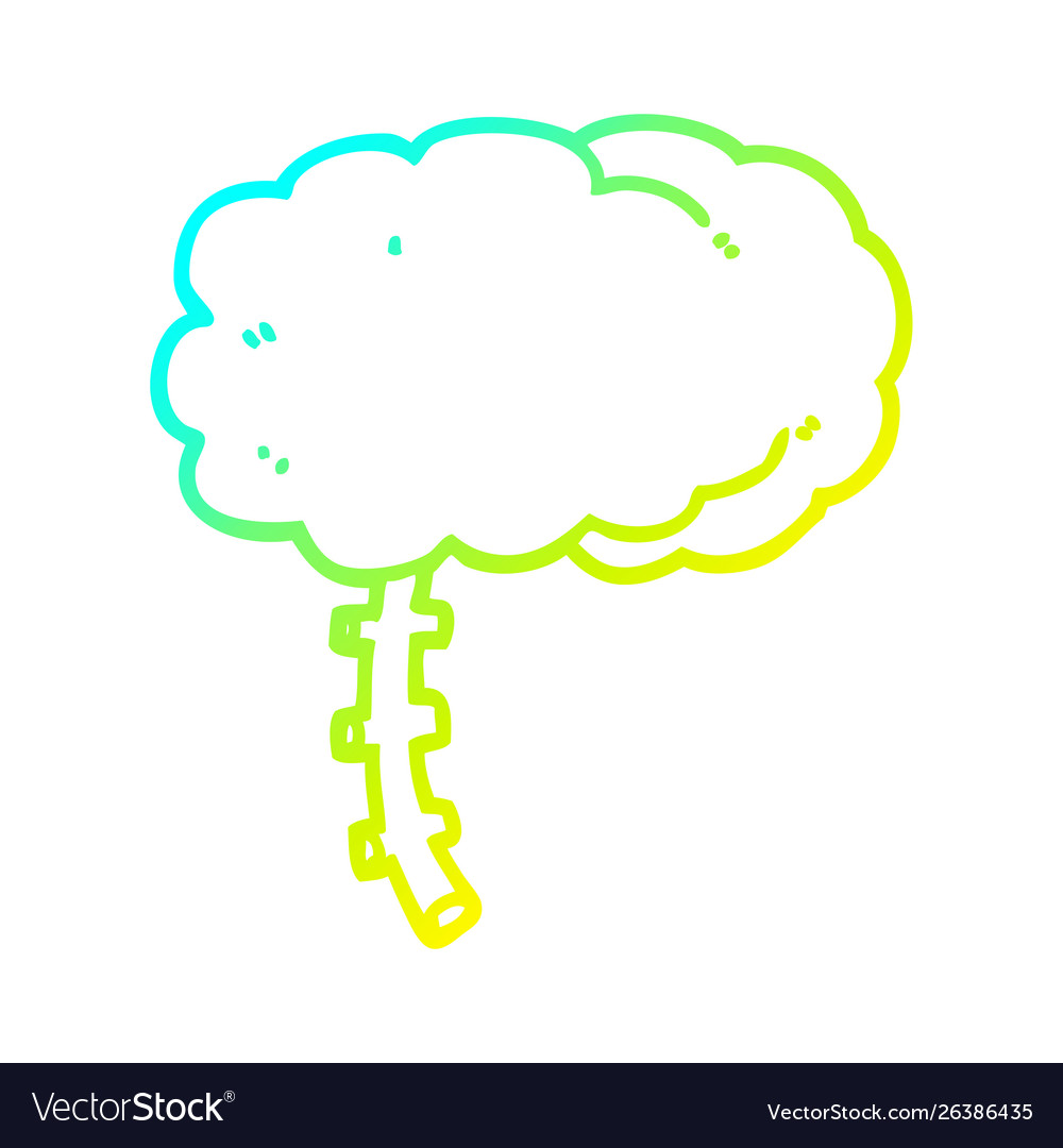 Cold gradient line drawing cartoon brain