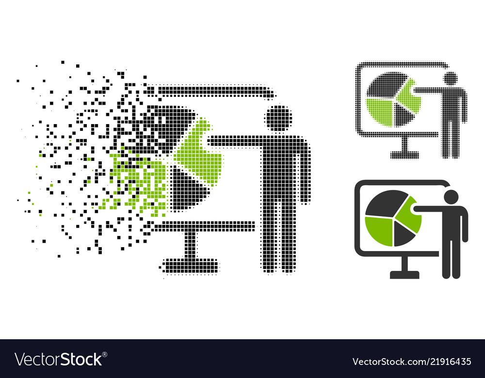 Disintegrating dotted halftone pie chart public