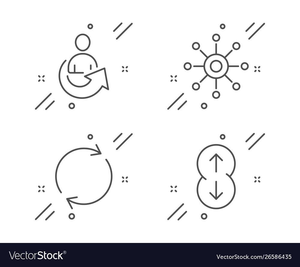Full rotation multichannel and share icons set vector image Full rotation multichannel and share icons set