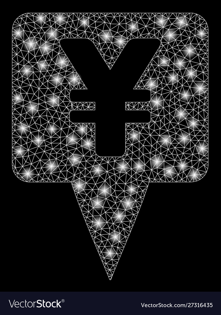 Glossy mesh carcass yen map pointer with flash vector image Glossy mesh carcass yen map pointer with flash