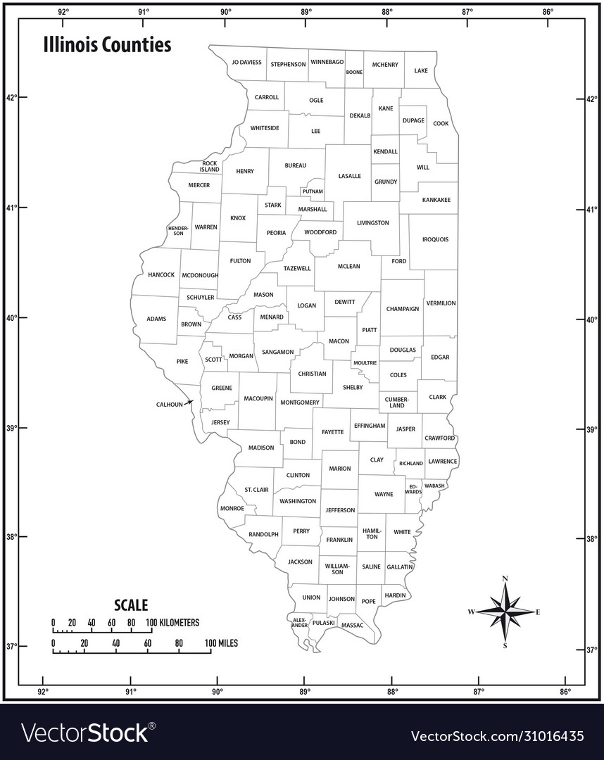 Illinois state outline administrative map Vector Image