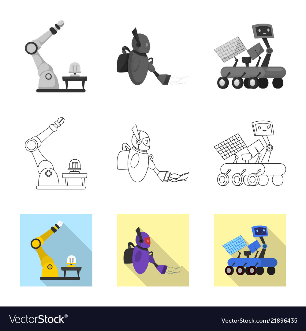Isoliertes Objekt von Roboter und Werkssymbol vector image Isoliertes Objekt von Roboter und Werkssymbol