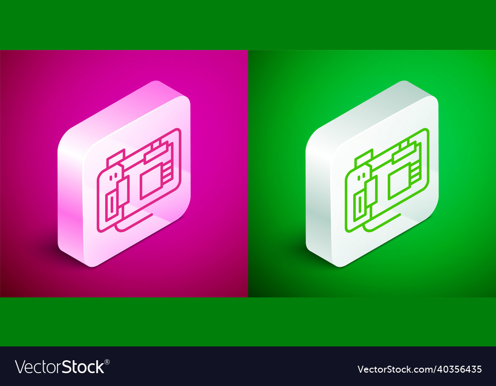 Isometric line electronic computer components Vector Image Isometric line electronic computer components