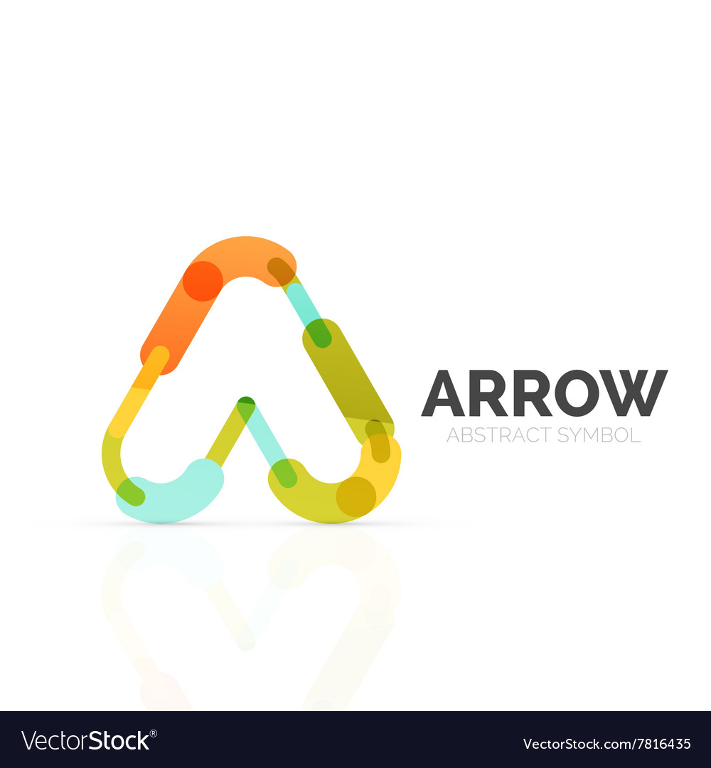 Linear arrow abstract logo connected multicolored
