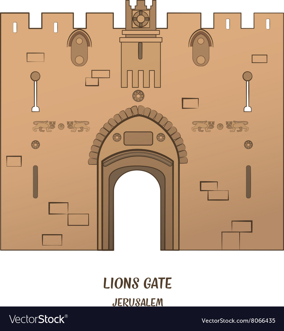 Lion gate in jerusalem Royalty Free Vector Image