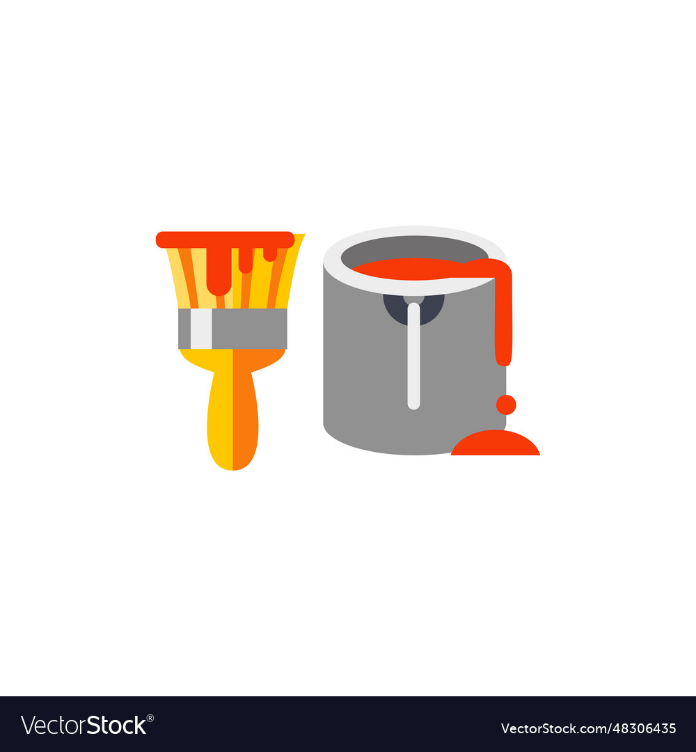 Paint can and brush icon Royalty Free Vector Image