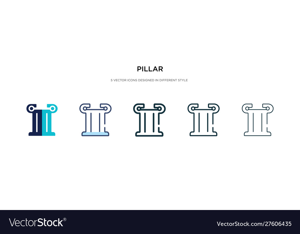Pillar icon in different style two colored