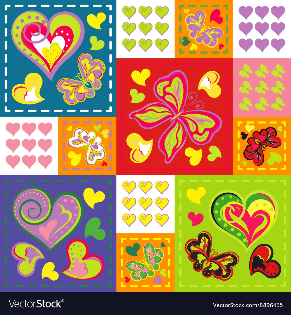Romantic seamless patterns in patchwork style